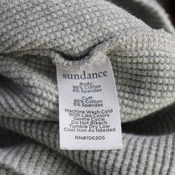 Sundance Thermal Top Women Small Gray Waffle Knit Velvet Cuff Button Long Sleeve - Picture 3 of 12